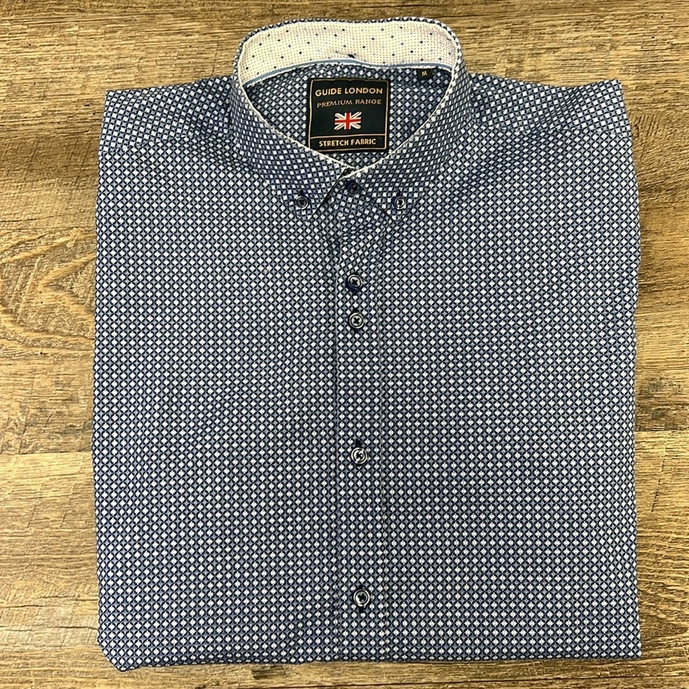 Guide London Premium Range Men’s Short Sleeve Button Down Shirt Size Medium